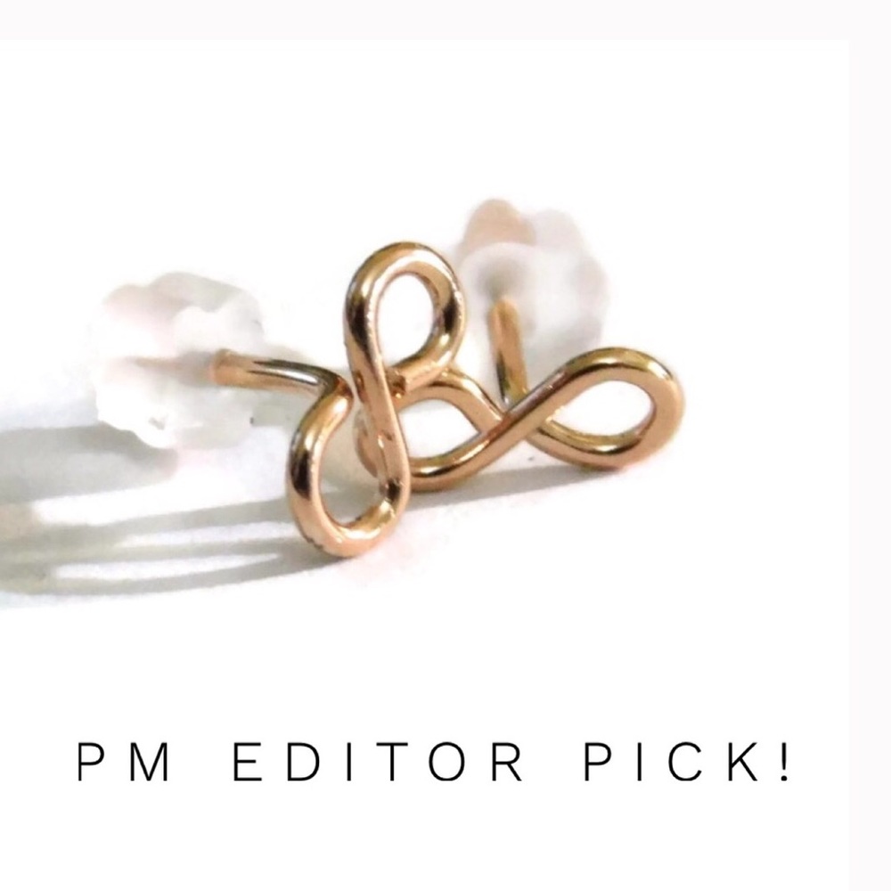 3 x pairs of infinity stud earrings in 925 sterling silver, gold, & rose gold